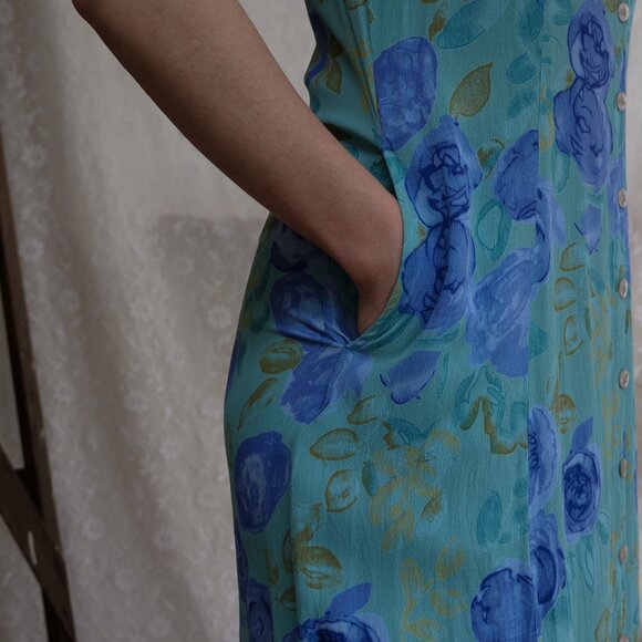 Vintage 1990s JULIA 100% Viscose Spring Summer Flowy Breathable Sundress Dress - Picture 4 of 12
